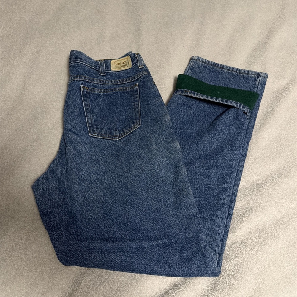 LL Bean Double L Relaxed Fit Fleece Line Denim Jeans 34x33
